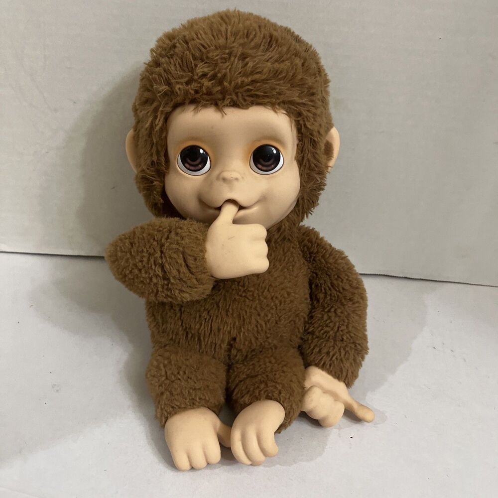 Little Live Pets Baby Monkey Thumb Sucker Interactive Toy Makes Sounds 12” Works